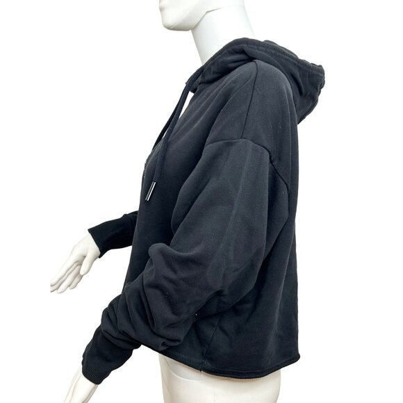 Adidas x Peloton Women’s Cropped Hoodie Black Logos Graphic Sweatshirt H48722 - Picture 14 of 14